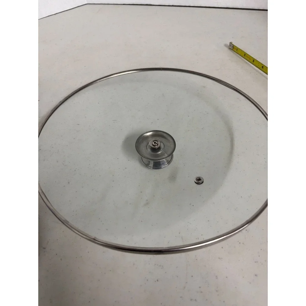 Universal 11.5 Inch Tempered Glass Pot Lid‎ Stainless Steel Rim with Steam Vent